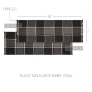 Eston Black Tan Plaid Runner 12x36 (7 Piece Bundle)