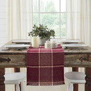 Eston Burgundy Tan Plaid Runner 12x36 (7 Piece Bundle)