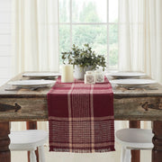 Eston Burgundy Tan Plaid Runner 12x48 (7 Piece Bundle)