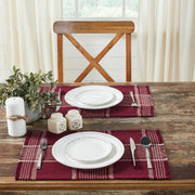 Eston Burgundy Tan Plaid Runner 12x48 (7 Piece Bundle)