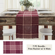 Eston Burgundy Tan Plaid Runner 12x60 (7 Piece Bundle)