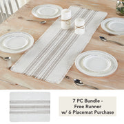 Antique White Stripe Dove Grey Indoor/Outdoor Runner 12x36 (7 Piece Bundle)