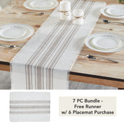 Antique White Stripe Dove Grey Indoor/Outdoor Runner 12x48 (7 Piece Bundle)