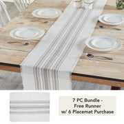 Antique White Stripe Dove Grey Indoor/Outdoor Runner 12x72 (7 Piece Bundle)