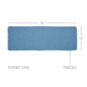 Burlap Blue Runner Fringed 12x36 (7 Piece Bundle)