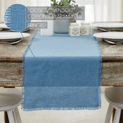 Burlap Blue Runner Fringed 12x48 (7 Piece Bundle)
