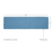 Burlap Blue Runner Fringed 12x48 (7 Piece Bundle)