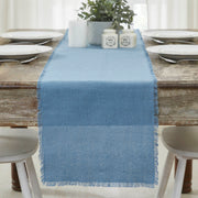 Burlap Blue Runner Fringed 12x72 (7 Piece Bundle)
