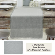 Burlap Dove Grey Runner Fringed 12x48 (7 Piece Bundle)