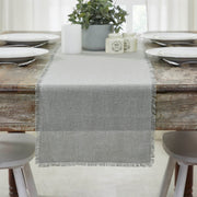 Burlap Dove Grey Runner Fringed 12x48 (7 Piece Bundle)