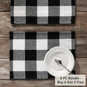 Annie Buffalo Check Black Placemat Set of 2 13x19 (8 Piece Buy One, Get One Free Bundle)