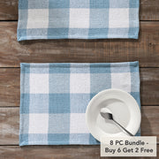 Annie Buffalo Check Blue Placemat Set of 2 13x19 (8 Piece Buy One, Get One Free Bundle)