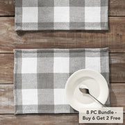 Annie Buffalo Check Grey Placemat Set of 2 13x19 (8 Piece Buy One, Get One Free Bundle)
