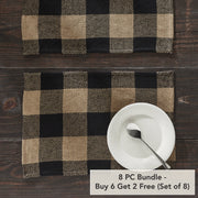 Black Check Placemat Set of 2 13x19 (8 Piece Buy One, Get One Free Bundle)