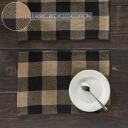 Black Check Placemat Set of 2 13x19 (8 Piece Buy One, Get One Free Bundle)