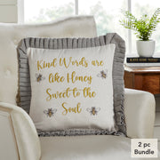 Embroidered Bee Honey Pillow 18x18 (2PC Bundle)