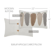 Burlap Applique Carrot Pillow 14x22 (2PC Bundle)