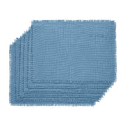 Burlap Blue Placemat Set of 6 Fringed 13x19 (12PC Bundle)