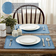Burlap Blue Placemat Set of 6 Fringed 13x19 (12PC Bundle)