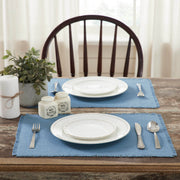 Burlap Blue Placemat Set of 6 Fringed 13x19 (12PC Bundle)
