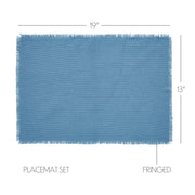 Burlap Blue Placemat Set of 6 Fringed 13x19 (12PC Bundle)