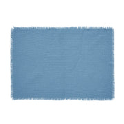 Burlap Blue Placemat Set of 6 Fringed 13x19 (12PC Bundle)