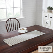 Kaila Ticking Stripe Ruffled Runner 12x36 (2PC Bundle)