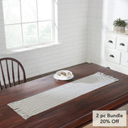 Kaila Ticking Stripe Ruffled Runner 12x48 (2PC Bundle)