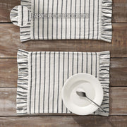 Kaila Ticking Stripe Ruffled Placemat Set of 2 13x19 (6PC Bundle)