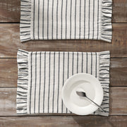Kaila Ticking Stripe Ruffled Placemat Set of 2 13x19 (6PC Bundle)