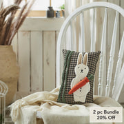 Spring In Bloom Primitive Bunny And Carrot Pillow 12x8 (2PC Bundle)