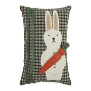 Spring In Bloom Primitive Bunny And Carrot Pillow 12x8 (2PC Bundle)