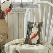Spring In Bloom Primitive Bunny And Carrot Pillow 12x8 (2PC Bundle)
