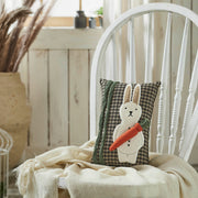 Spring In Bloom Primitive Bunny And Carrot Pillow 12x8 (2PC Bundle)