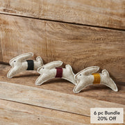 Spring In Bloom Primitive Leaping Bunny Bowl Filler Set of 3 3.6x5.5 (6PC Bundle)