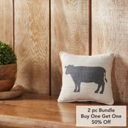 Finders Keepers Cow Silhouette Pillow 6x6 (2PC Bundle)