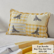 Buzzy Bees Patchwork Bee Pillow 9.5x14 (2PC Bundle)