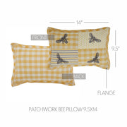Buzzy Bees Patchwork Bee Pillow 9.5x14 (2PC Bundle)
