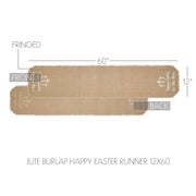 Celebrate Grace Jute Burlap Happy Easter Runner 12x60 (2PC Bundle)