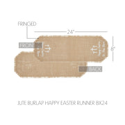 Celebrate Grace Jute Burlap Happy Easter Runner 8x24 (2PC Bundle)