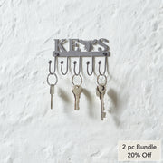 Buzzy Bees Metal Wall Mount Bee Key Holder Grey 3x5.3 (2PC Bundle)