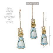 Bunny Hop Metal Apron Rabbit Ornament Set of 3 4x2 (6PC Bundle)