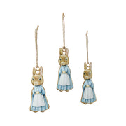 Bunny Hop Metal Apron Rabbit Ornament Set of 3 4x2 (6PC Bundle)