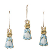 Bunny Hop Metal Apron Rabbit Ornament Set of 3 4x2 (6PC Bundle)