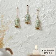 Bunny Hop Metal Rabbit w/ Flower Basket Ornament Set of 3 4.5x2.25 (6PC Bundle)