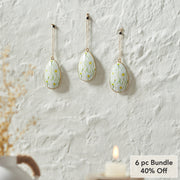 Spring In Bloom Metal Daisies Egg Ornament Set of 3 4x2.5 (6PC Bundle)
