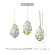 Spring In Bloom Metal Daisies Egg Ornament Set of 3 4x2.5 (6PC Bundle)