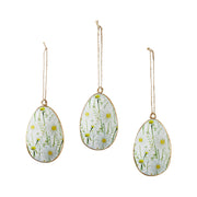 Spring In Bloom Metal Daisies Egg Ornament Set of 3 4x2.5 (6PC Bundle)