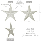 Metal Star Creme Distressed 36x36 (3PC Bundle)
