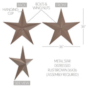 Metal Star Rust Brown Distressed 36x36 (3PC Bundle)